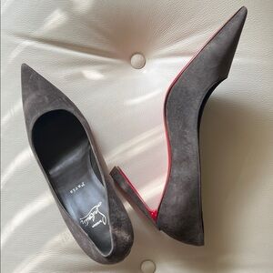 Christian Louboutin Gray Suede and Red Heels, Size 40 (10B)